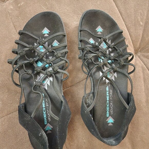 Skechers Reggae Slim - Forget Me Knot slingback sandals - Black - Women's Size 8 - Picture 1 of 4